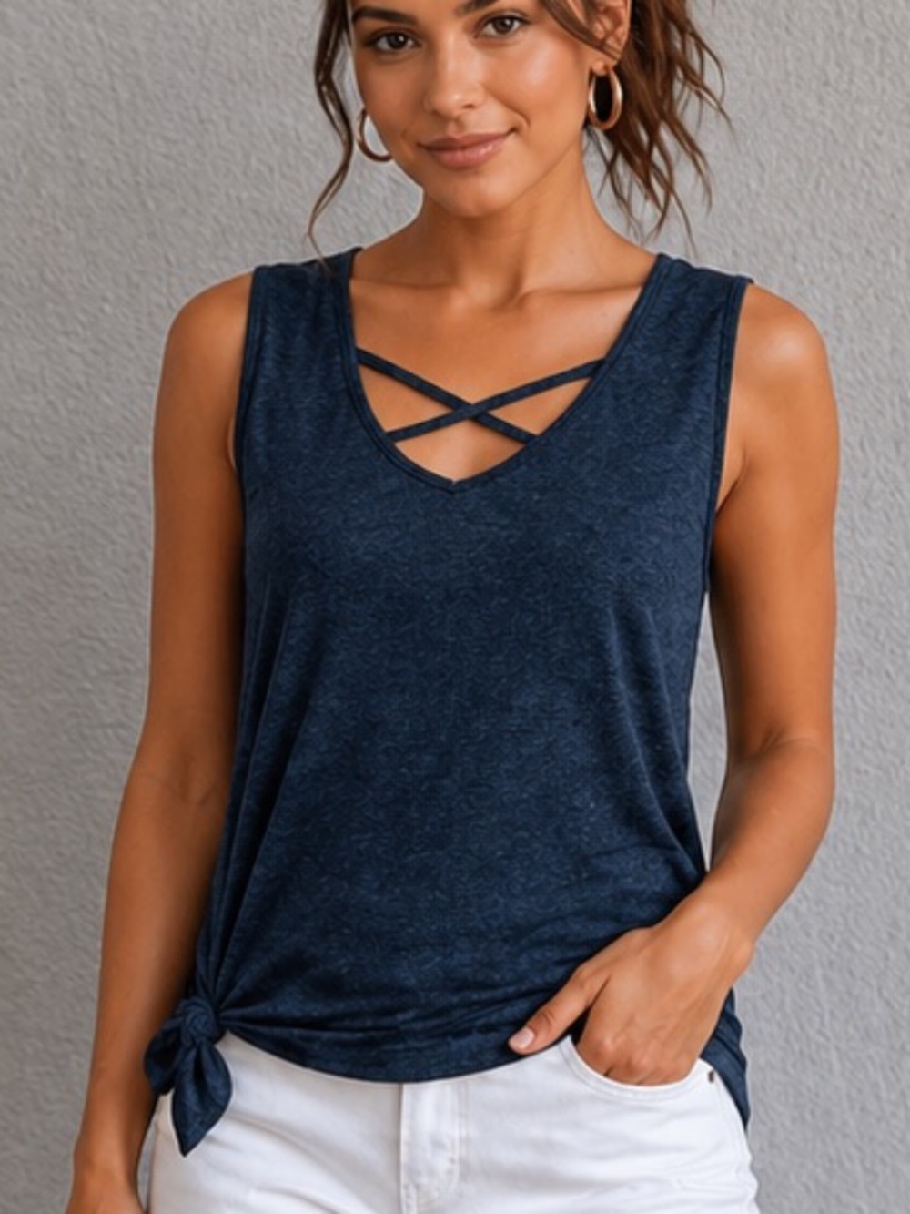Tek Gear Blue Tie side Tank Top size Large